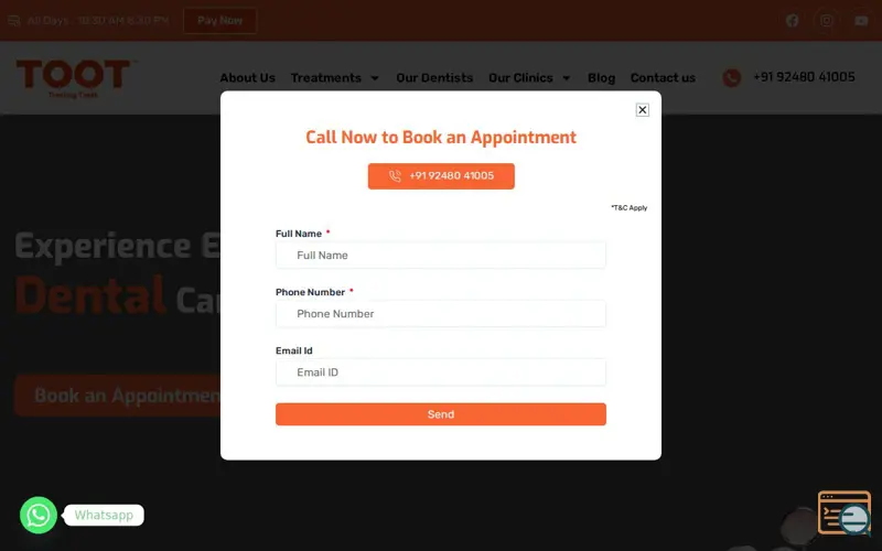 Screenshot of TOOT Dental
