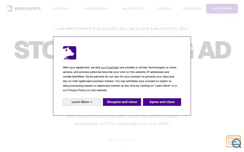 Screenshot of Kuma Agents, a launch using Didomi