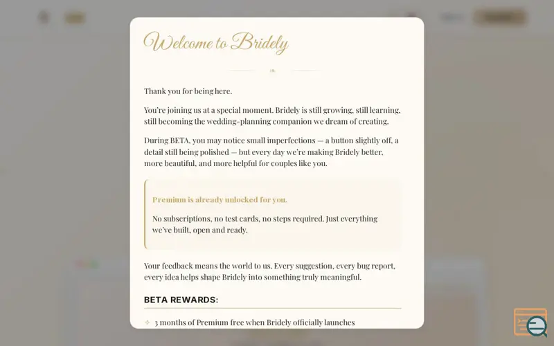 Screenshot of Bridely