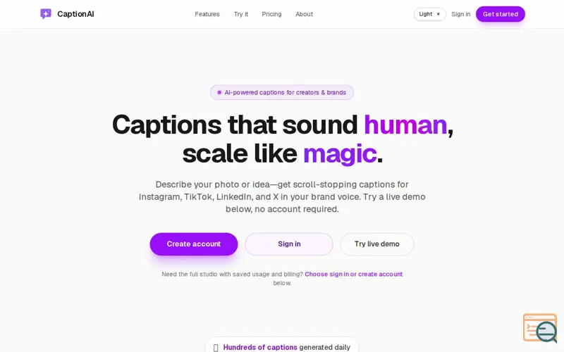 Screenshot of CaptionAI