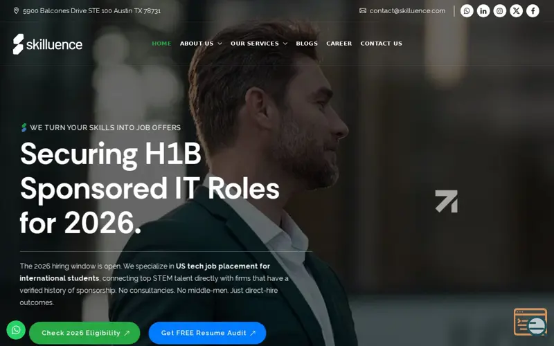 Screenshot of Skilluence: H1B Direct-Hire Engine