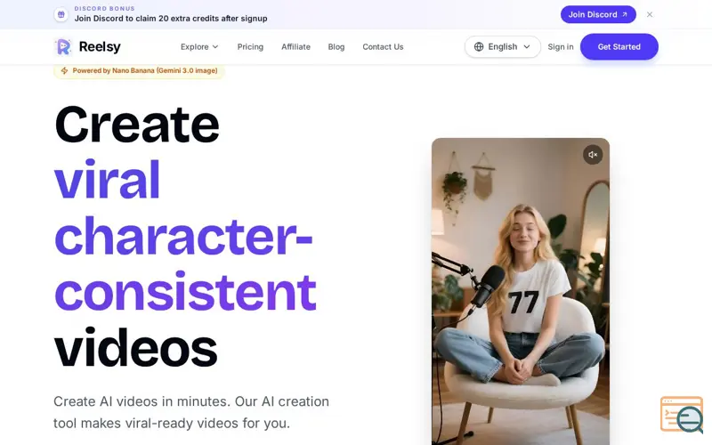 Screenshot of Reelsy