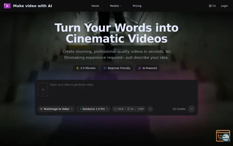 Screenshot of Make video with AI