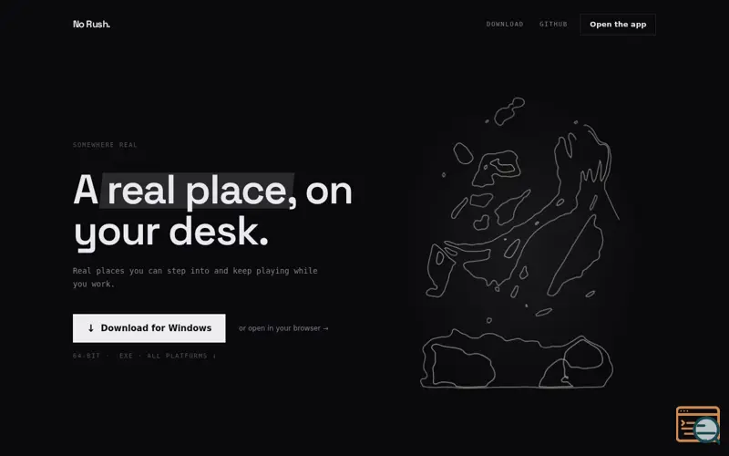 Screenshot of No Rush — a real place on your desk