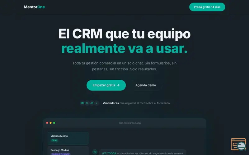 Screenshot of CRM Mentor One