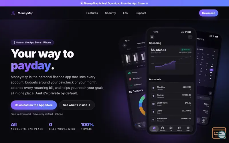 Screenshot of MoneyMap