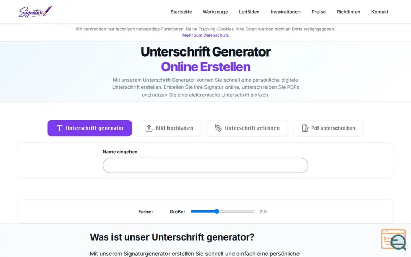 Screenshot of Online Signature Generator