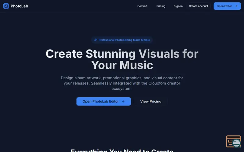 Screenshot of Cloudfom PhotoLab