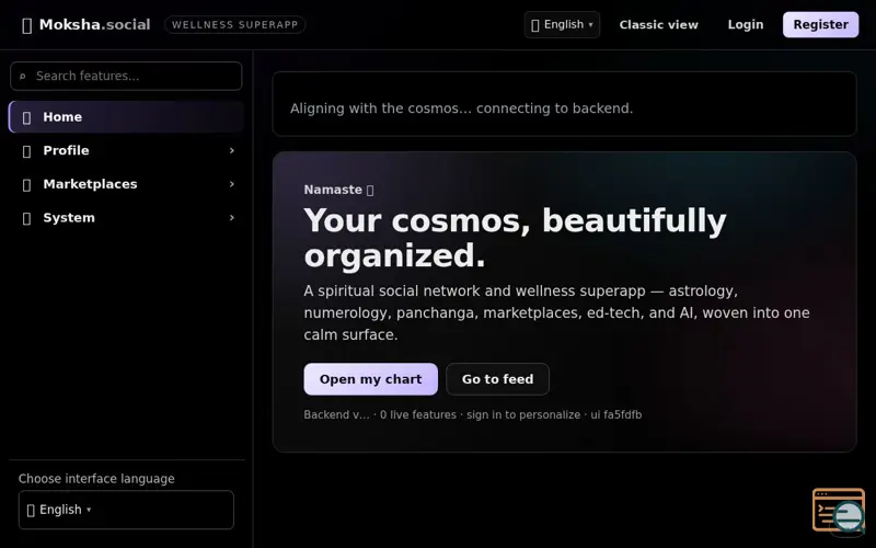 Screenshot of Moksha.social