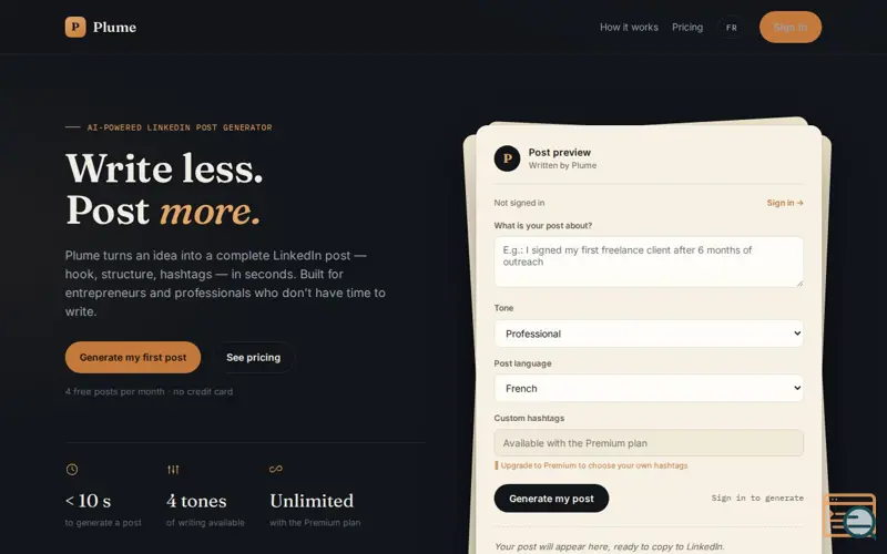 Screenshot of Plume