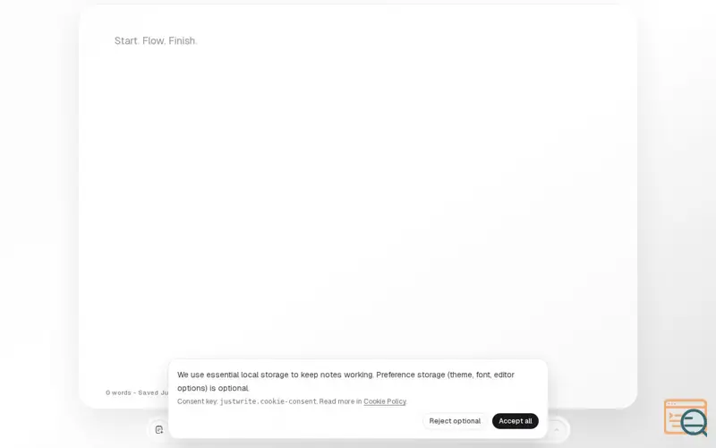 Screenshot of Justwrite