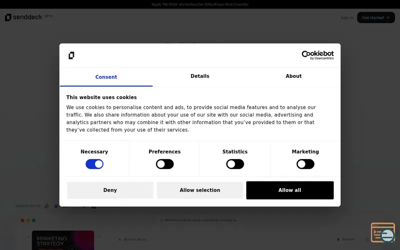 Screenshot of SendDeck