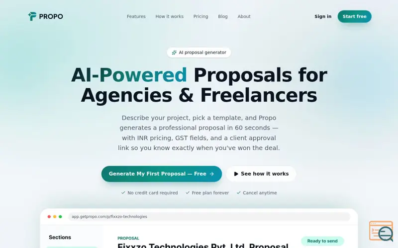 Screenshot of Propo