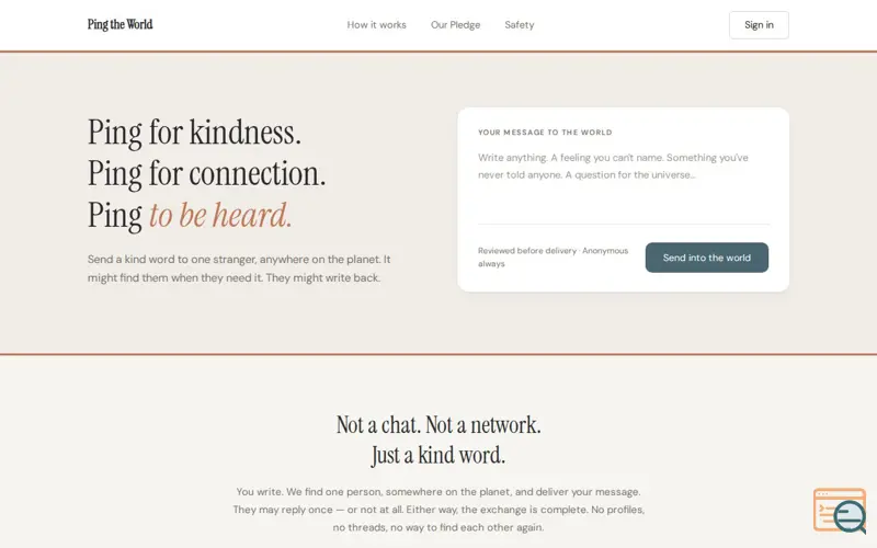 Screenshot of Anti-social network Ping the World .app