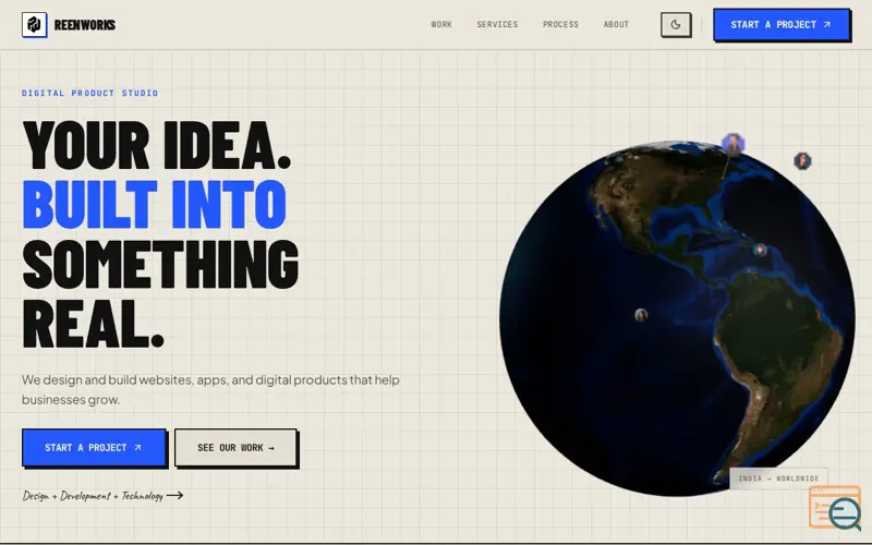 Screenshot of ReenWorks — Digital Product Design & Engineering Studio