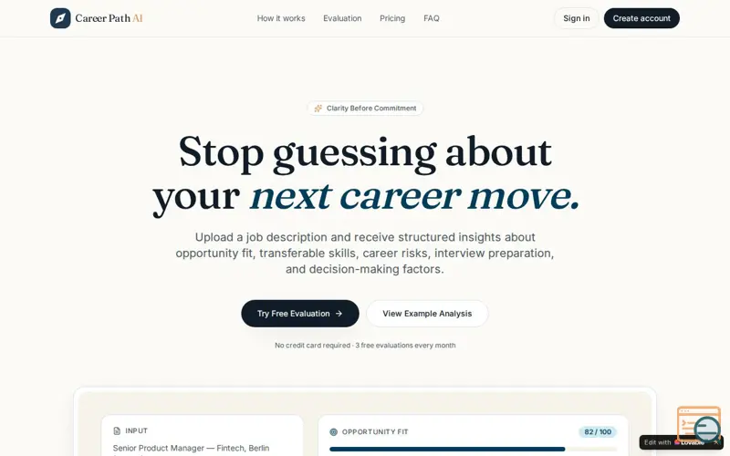 Screenshot of Career Path AI