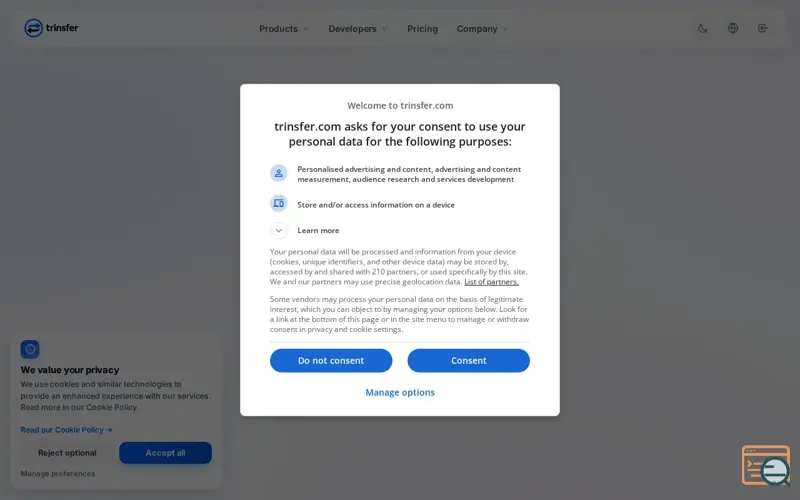 Screenshot of Trinsfer