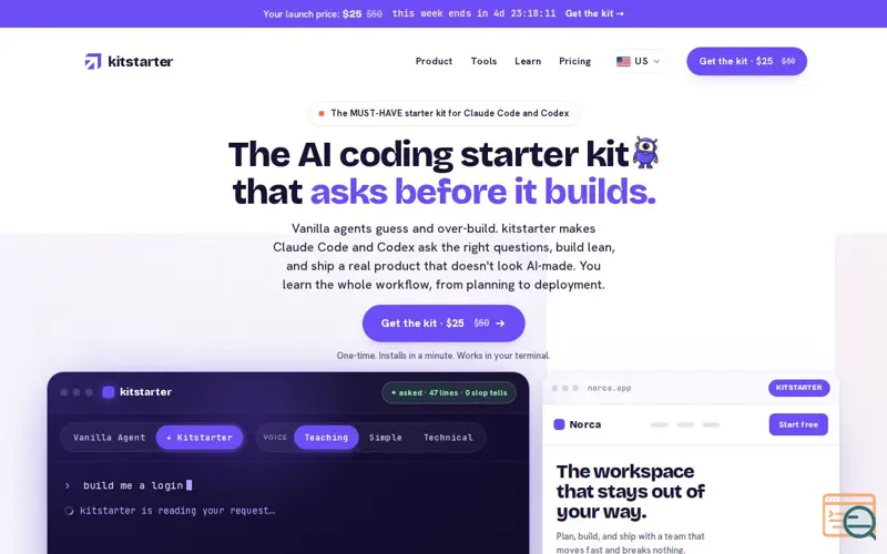 Screenshot of Kitstarter