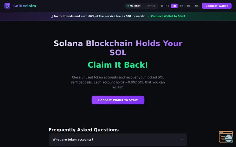 Screenshot of SolReclaim