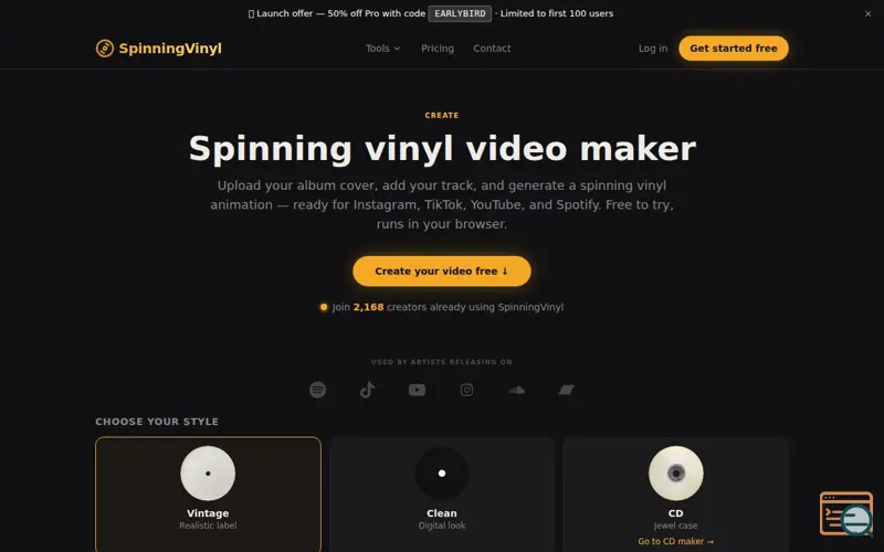 Screenshot of Spinning Vinyl