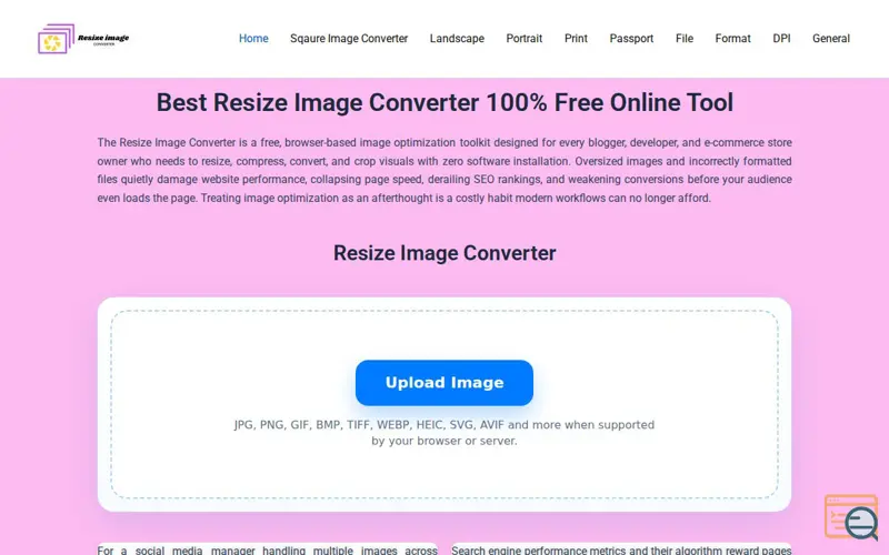 Screenshot of Resize Image Converter, a launch using SiteGround