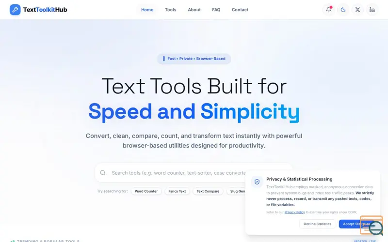 Screenshot of TextToolkitHub