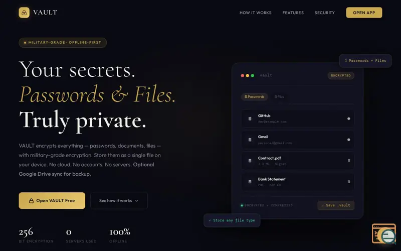 Screenshot of VAULT