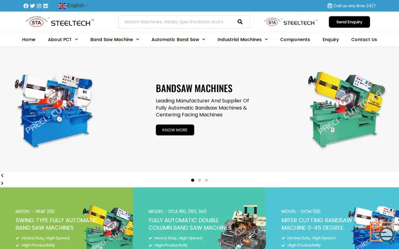 Screenshot of Band Saw Machine Manufacturer India