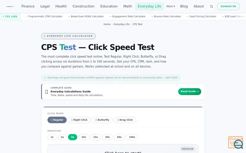 Screenshot of CalculatorCove