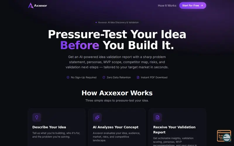 Screenshot of Axxexor
