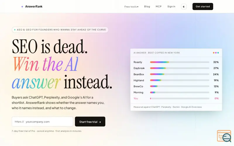 Screenshot of AnswerRank