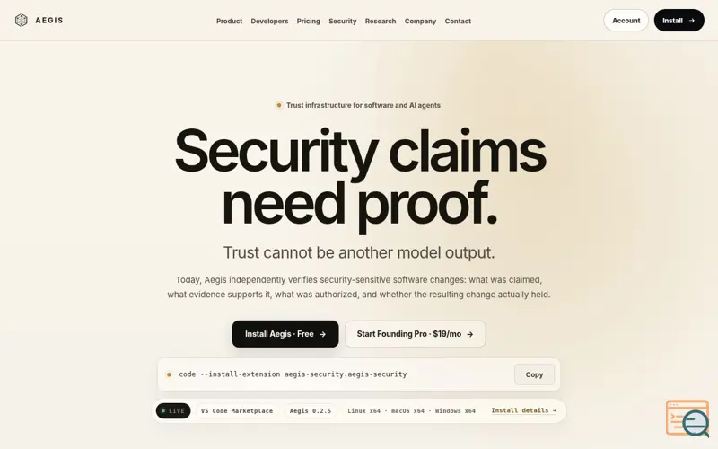 Screenshot of Aegis: Security claims need proof
