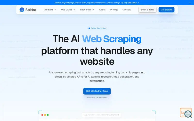 Screenshot of Spidra