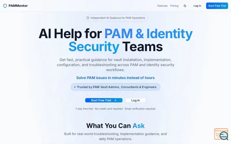 Screenshot of PAMMentor