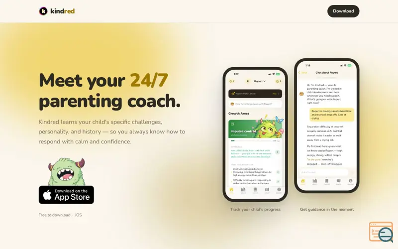 Screenshot of Kindred — Your 24/7 parenting coach.
