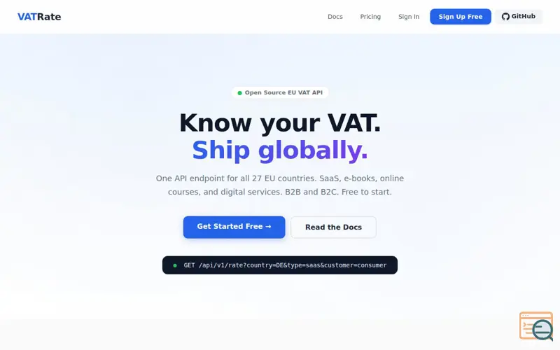 Screenshot of VATRate