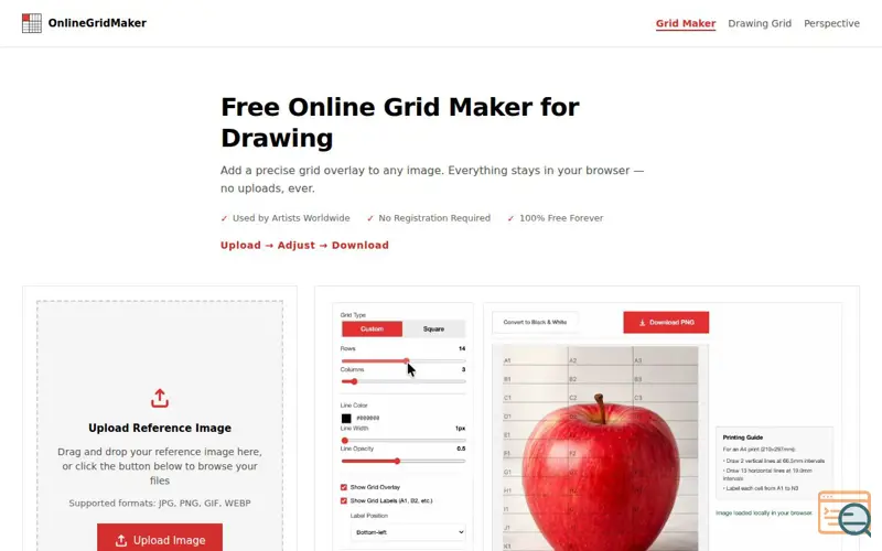 Screenshot of OnlineGridMaker