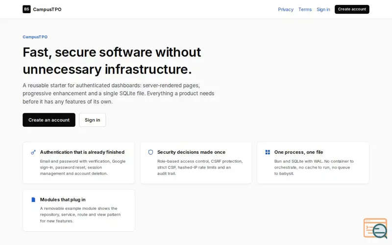 Screenshot of CampusTPO, a launch using MailSetu