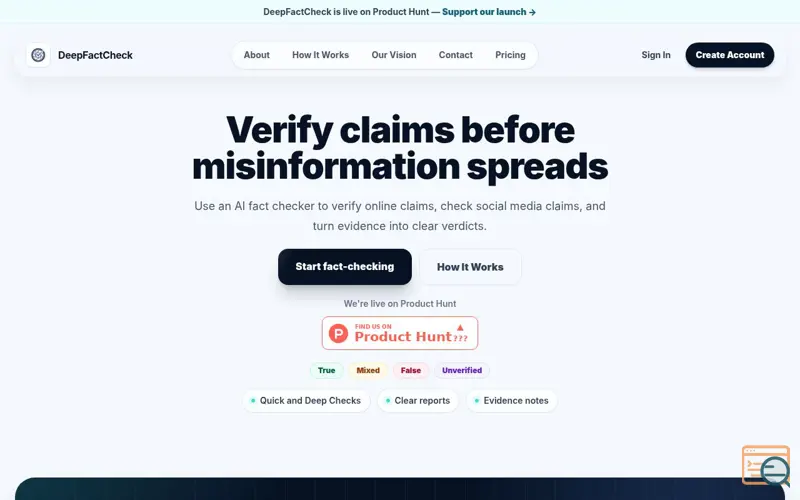 Screenshot of DeepFactCheck