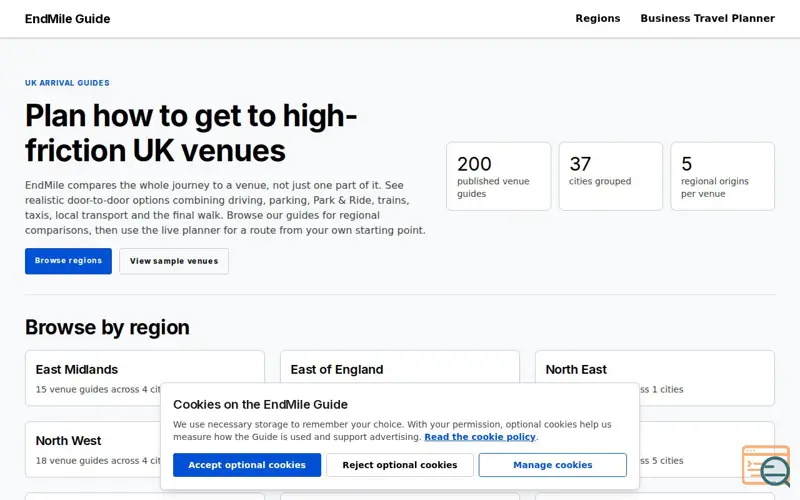 Screenshot of EndMile Guide