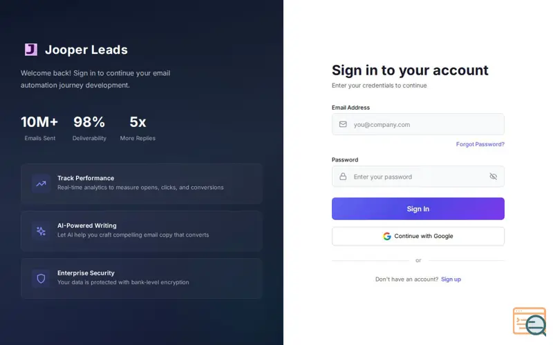 Screenshot of Jooper Leads – Smart Email Engine 