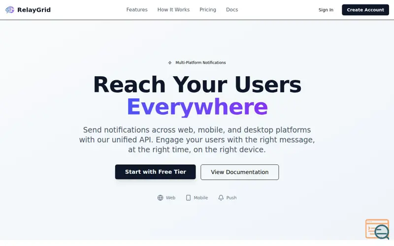 Screenshot of RelayGrid