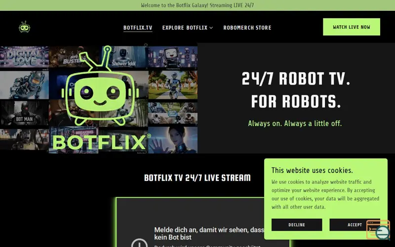 Screenshot of Clanker TV