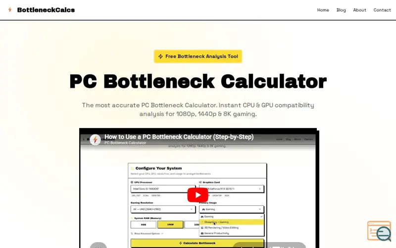 Screenshot of BottleneckCalcs