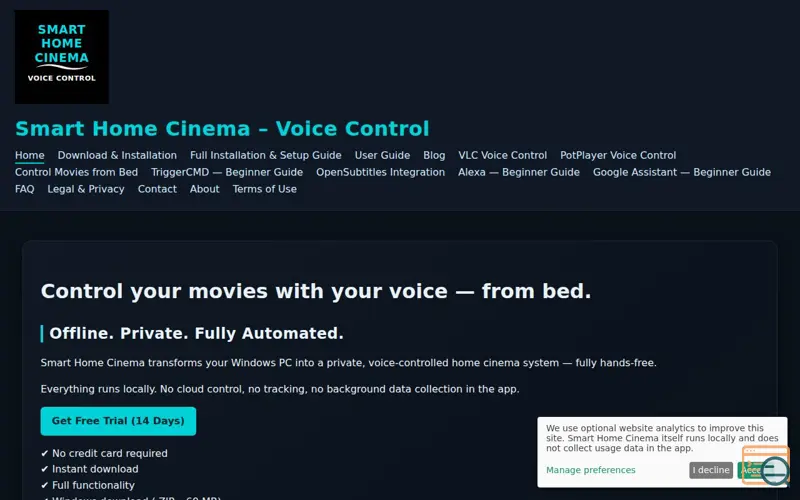 Screenshot of Smart Home Cinema - Voice Control 