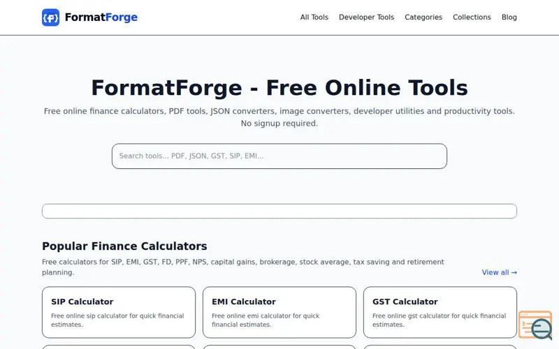 Screenshot of FormatForge Developer Tools