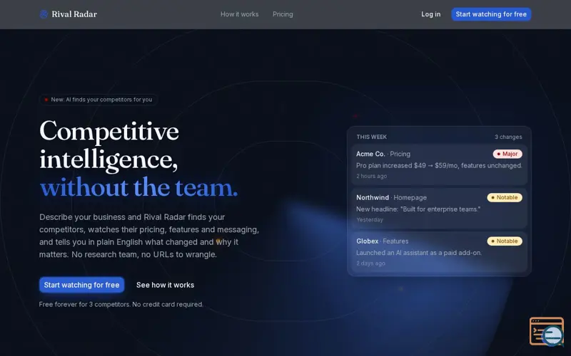 Screenshot of Rival Radar — Know the moment your competitors move
