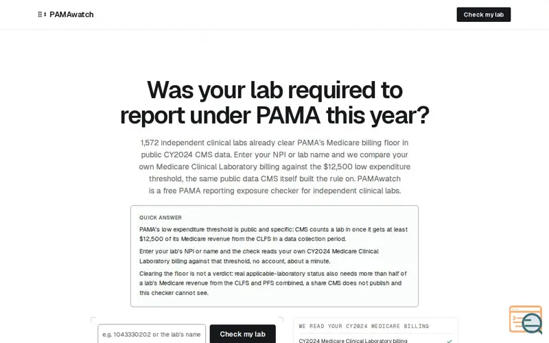 Screenshot of PAMAwatch