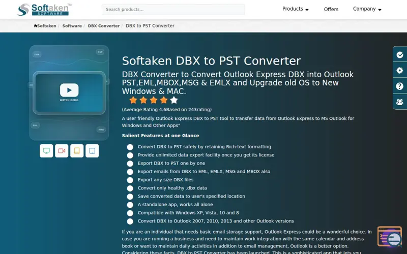 Screenshot of Softaken DBX to PST Converter 