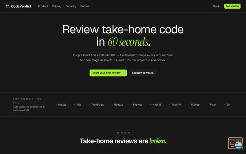 Screenshot of CodeVerdict